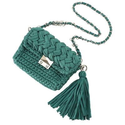 China Fashion Square Bag Plaid Granny Crochet Bag Crochet Handmade Crochet Bags Handbag Women for sale