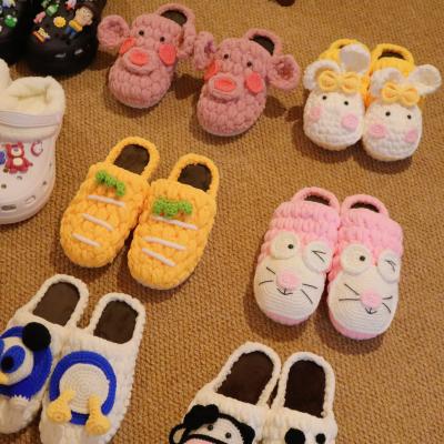 China Lovely Teddy Bear DIY Self Woven Indoor Cute Warm Slipper Home Slippers Cotton Crochet Disposable Wool Fur Handmade Material Bag for sale