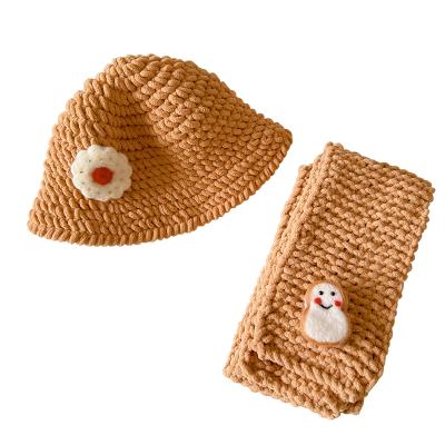 China Europe Girls 2pcs/set Cute Soft Scarf Glove Hat Winter Fits Women Gorro Wool Hat Knitted Pom Pom Beanies Hats Gloves Scarf Sets for sale