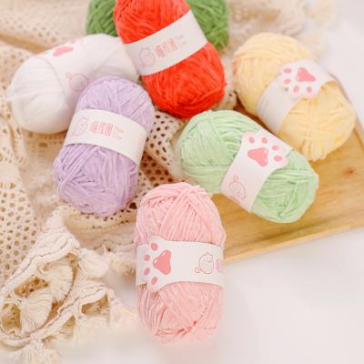 China Anti Pilling Elastic Soft Rayon Velvet Chenille Yarn Hand Knitting Chenille Loop Yarn for sale