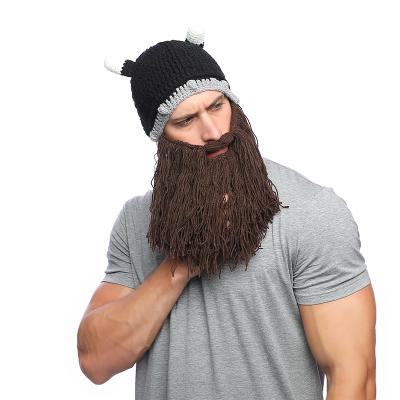 China Medium Winter Warm Beanies Knitted Beef Beard Long Handmade Winter Warm Horn Funny Hat for sale