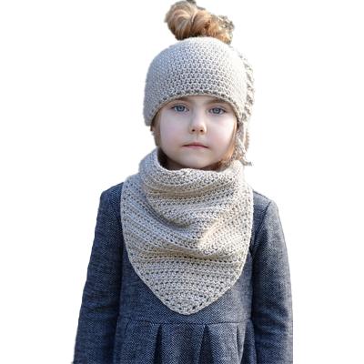 China Medium Kids Knit Handmade Crochet Rabbit Ear Hat Scarf Winter Animal Warm Hat Hooded Beanie Hat For Boy Girls for sale