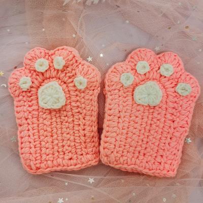 China Medium Cute Soft Winter Cat Plush Cat Paw Claw Mitten Fingerless Gloves Hand DIY for Girlfriend's Gift for sale