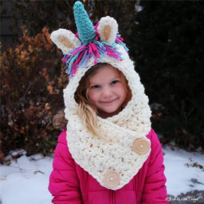 China New Design Medium Unicorn Bib Animal Neck Scarf Wool Integrated Hat for sale