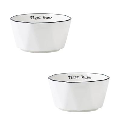 China Viable Imitation Enamel with Embossed Tiger Salsa Black Border Line and Guac Dip Bowl Set for sale