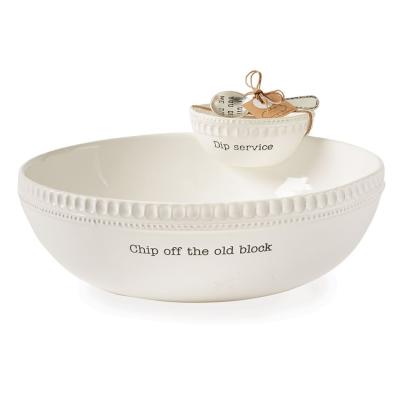 China Popular Design Embossed Snacks Viable Best Seller Chip And Dip Bowl Set for sale