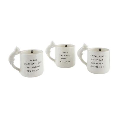 China Customized Coffee Viable Cat Handle Cups And Ceramic Mug With Quotes for sale