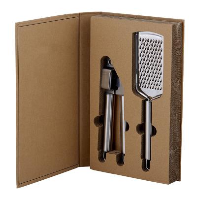 China Metal Customize Stainless Steel Jaw Crusher Garlic Press And Grater With Gift Box for sale