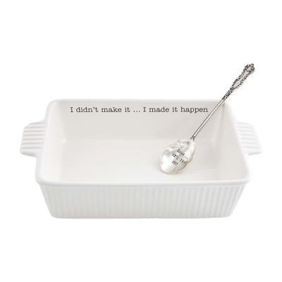 China Viable Silverplate The Spoon Fluted Ceramic Baking Dish With Debossed Feeling for sale