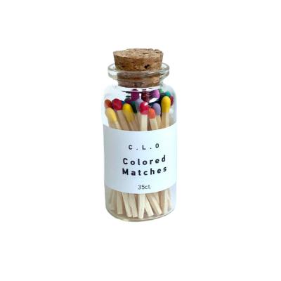 China Wholesale Household Colorful Theme Lids Glass Wooden Bottle With Matches for sale