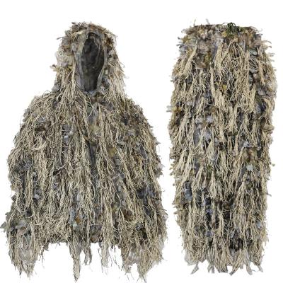 China Factory wholesale breathable desert leaf camouflage clothing sniper ghillie suit for hunting for sale