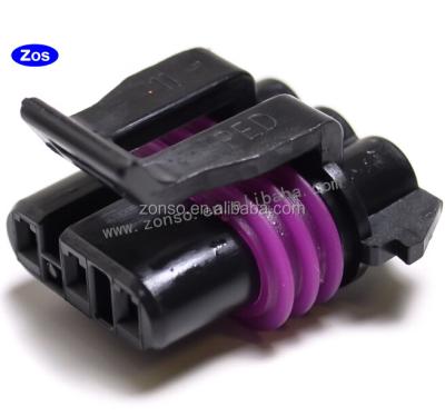 China 3pin Delphi Female Automotive PED Automotive Black Connector for sale