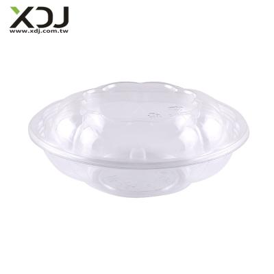 China Taiwan 18oz Disposable Ultra Clear PET Round Plastic Salad Bowl With Lid for sale