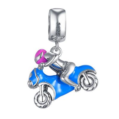 China No Fade No Fades Beautiful DIY Enamel Pendant design 925 Sterling Silver Motorcycle Charm for sale