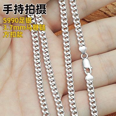 China None Fade None Fade High Quality 990 Miami Silver Cuban Chain Link Bracelet & Necklace Men's Jewelry Custom Size for sale