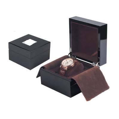 China Wholesale Custom Unique Luxury Black Stain Piano Lacquer Jewelry Packaging Wooden Watch Packaging Box for sale