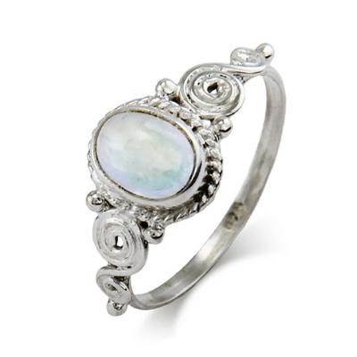 China No Fade No Fade Custom Moon Stone 925 Sterling Silver Vintage Heirloom Natural Moonstone Blue Ring for sale