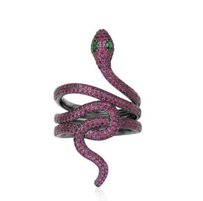 China No Fade None Fade 925 Sterling Silver Fashion Diamond Purple Snake Shaped Ring Gift For Your Girlfriend for sale