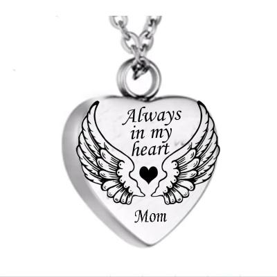 China No Fade No Fade Always In My Mom's Cremation Pendant 925 Sterling Silver Heart Shaped Heart Memorial Family Urn Pendant for sale