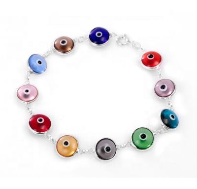 China No Fade None Fade 925 Sterling Silver Italy Murano Blue Evil Eye Beads Charm Turkey Jewelry Bracelet Wholesale for sale