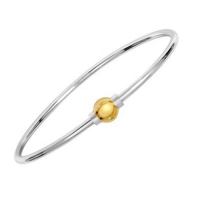 China No Fade No Fade Customized Silver Screw Clasp Design Threaded Bangle Bracelet 14K Gold Plated Ball 8mm 10mm 925 Sterling for sale