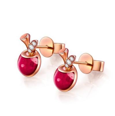 China No Fade No Fade Fashion Cute Ear Studs 925 Sterling Silver Enamel Cherry Earrings for Girl's Gift for sale