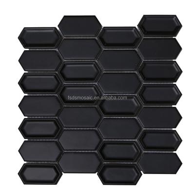 China Modern Black Handmade Hexagonal 3D Mosaic Wall Ceramic Mosaic Tile for sale