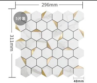 China Parquet marble like white decoration Till Mosaic self-adhesive wall for sale