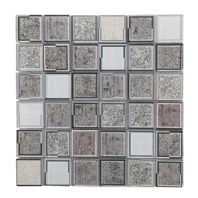 China New Next Home Decorative UV Printing Glass Mix Mable Mosaic Flooring Tiles for sale