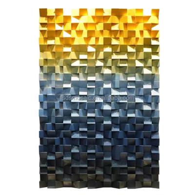 China Modern Decor Panel Living Room Design Ideas Color Mosaic Wood Three-Dimensional Painting Mosaic Wood Wall for sale