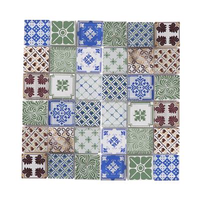 China China Factory OEM CLASSIC Square Art Pattern Floor Wall Colorful Glass Tiles Inkjet Mosaic for sale