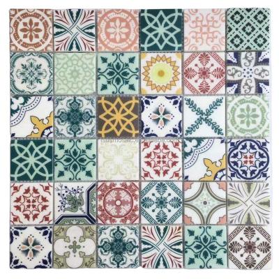 China New Parquet Design Inkjet Slab Mix Color Stone And Marble Mosaic Slab Square For Kitchen Backsplash for sale