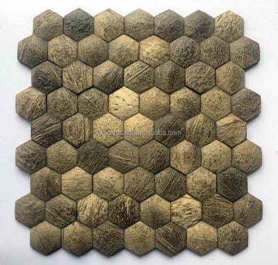 China Modern Hot Sale Kitchen Exterior Designs Wall Tile Stickers Coconut Shell Mosaic for sale