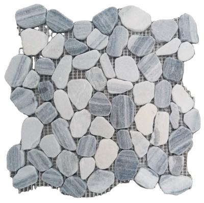 China Country DS Sliced ​​Pebble Gray And White Freestyle Sliced ​​Style For Bathroom Exit Door Stone Interior Mosaic Tiles for sale