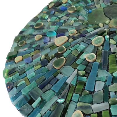 China Modern Green Stone Picture Art Mosaic Mural Mosaic Tiles Agate Glass Wall for sale