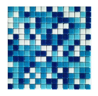 China Hot Sale DS Special Price Parquet Mix Color 20*20mm Swimming Pool Square Blue Hot Melt Glass Mosaic for sale