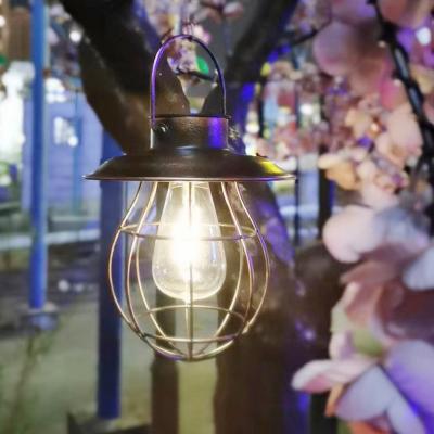 China Garden Solar Iron Lamp Small WaterproofLEDRetro Night Lamp Yard Garden Balcony Hanging Outdoor Decoration Wiring Freely for sale