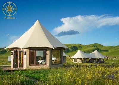 중국 Cone Shaped Weatherproof Luxury Glamping Tents with Wooden Flooring 판매용