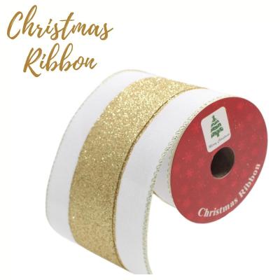 China Rose Christmas Tree Ribbon Natale Christmas Decorations Overlay Gold Glitter Burlap Ribbons Wired Ribbon Muffin Gift Wrap Wire Edge Christmas Ribbon for sale