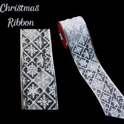 China Rose Christmas Tree Ribbon Natale Decor Gift Ribbon For Silver Snowflakes Ribbon Christmas Decoration Bow Wrapping Ribbons for sale