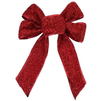 China Rose Christmas Tree Ribbon Navidad Christmas Decor Loop Glitter Bows Christmas Tree Decoration for sale