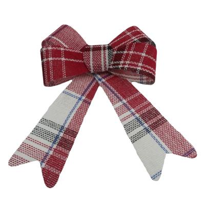 China Christmas Ornament Stripe 4-Loop Plaid Burlap Christmas Bow Christmas Cloth Decorations Christmast Ornament Christmas Home Decor Bow for sale