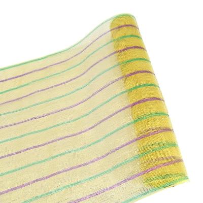 China Decor Natale Christmas Party Supplies Yellow with Green, Poly Stripe Purple Metallic Jute Chirstmas Mesh Deco Mesh for sale