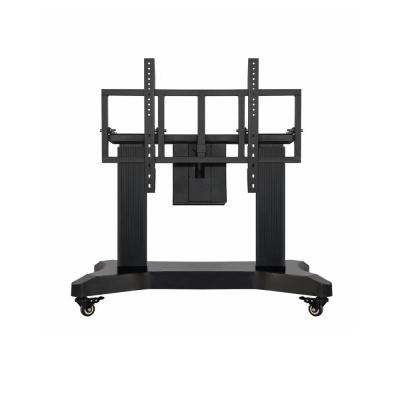 China Aluminum + Cold Rolled Steel Electric Lift Down Motorized TV Cart Stand With 90 Degree Motorized Rotation for sale