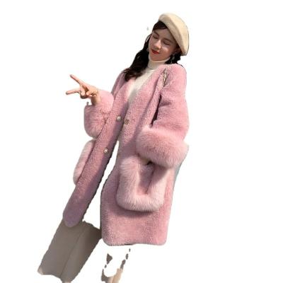 China Imitation Fur Coat Women's All-in-one Shearling Anti-wrinkle Sheep Fox Fur Slimming Long Coat Thickened for sale