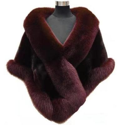 China Anti-wrinkle All-match Cape Coat Plus Imitation Fox Fur Shawl Women New Imitation Mink Dress Shawl Winter for sale