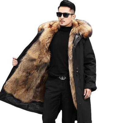 China New Pike Viable Men's Fox And Raccoon Fur Coat Mid Length All-in-One Winter Detachable High-Grade Fur Coat for sale