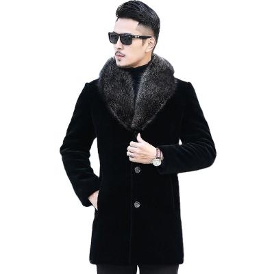 China Reversible Winter Fashion Faux Fur Coat Men's Luxury Fur Coat Mid Length Warm Men's Eco-friendly Jacket for sale