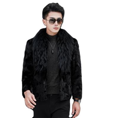 China New Raccoon Fur Coat Winter Viable Mink Collar Full Leather Coat Men's Fur One Youth for sale