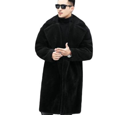 China 2021 Winter Warm Men's Long Sleeves Alpaca Fur Trench Coat New Shearling Shearling Coat Men's Leather Sheep Coat for sale